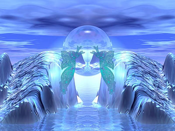 Fantasy in blue, blue, waves, fantasy, green, water HD wallpaper