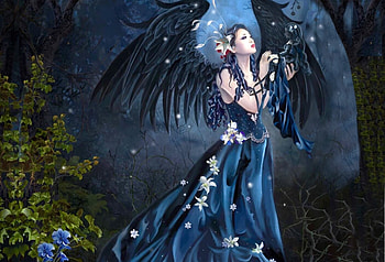 Beautiful Oriental Angel, Beautiful, blues, Oriental, Angel, Fantasy, woman HD wallpaper