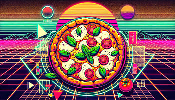 Vibrant Margherita Pizza, margherita pizza, pizza, retro, neon HD wallpaper