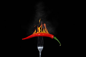 Food, Fire, Pepper, Chile, Fork, Burning HD wallpaper