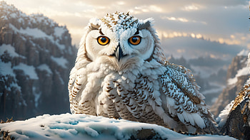 White Owl, white, owl, mountain, snow, Animal, Snowy Mountain, winter animals HD wallpaper