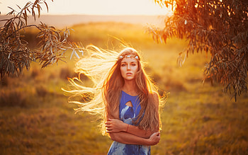 Women Outdoor Windy Burning Sunset Evening, women, outdoor, girls, model, evening HD wallpaper