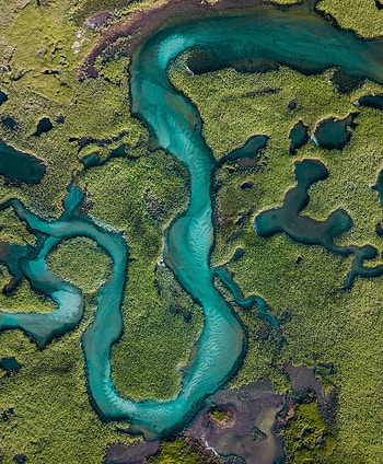 River, aerial view, winding HD phone wallpaper