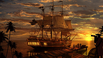 Jackdaw Ship, Pirate ship HD wallpaper