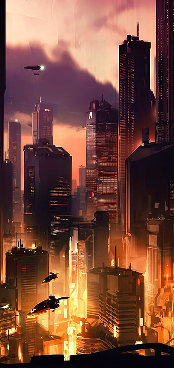 Futuristic City Skyline, Digital art, , Mobile backgrounds HD phone wallpaper