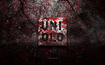 Uniqlo logo, grunge art, Uniqlo stone logo, red stone texture, Uniqlo, grunge stone texture, Uniqlo emblem, Uniqlo 3d logo HD wallpaper