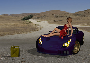 Girl without fuel II, fuel, problem, car, street, girl, highway HD wallpaper