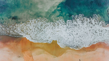White sea waves, beach, aerial view, Brazil HD wallpaper