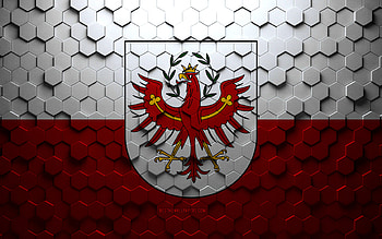 Flag of Tyrol, honeycomb art, Tyrol hexagons flag, Tyrol, 3d hexagons art, Tyrol flag HD wallpaper