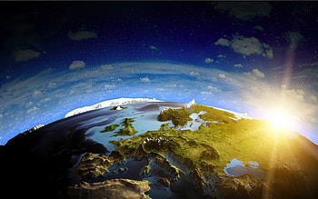 Earth from space, European 3D landscape, galaxy, Europe from space, sci-fi, universe, NASA, 3D art, planets, 3D Earth HD wallpaper