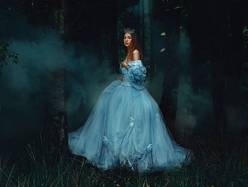 Cinderella, blue, model, rosie hardy, girl, dress, woman HD wallpaper