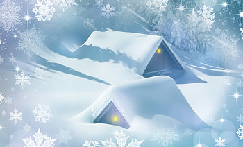 Drawing, Artistic, Winter, House, Snow, Snowflake HD wallpaper