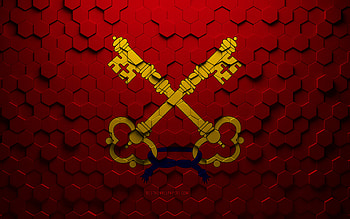 Flag of Comtat Venaissin, honeycomb art, Comtat Venaissin hexagons flag, Comtat Venaissin, 3d hexagons art, Comtat Venaissin flag HD wallpaper