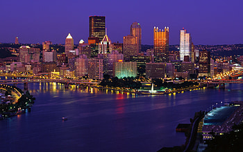 Pennsylvania travels, Downtown Pittsburgh at night HD wallpaper