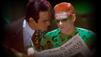 Riddler portrayal, Jim Carrey's role, Batman Forever movie, Gotham's supervillain HD wallpaper