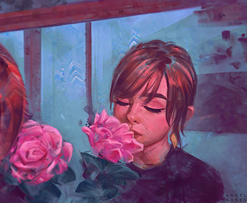 Art, Flower, Girl, Tenderness HD wallpaper