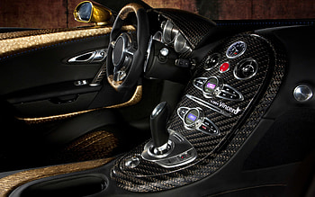 Bugatti Veyron, Mansory, interior, inside view, front panel, Bugatti Veyron Linea Vincero dOro, hypercar, Veyron tuning, Bugatti HD wallpaper