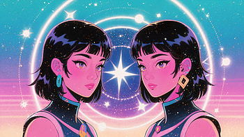 Gemini Twins in Cosmic Glow | Astrology, Gemini (Astrology), Anime, twins, cosmic HD wallpaper