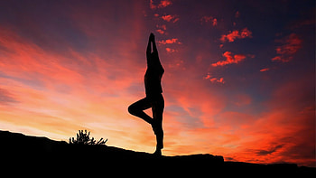 Yoga silhouette, Sunset serenity, Mindful movement, Health and wellness HD wallpaper