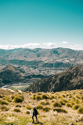 Nature, Grass, Mountains, New Zealand, Journey, Girl, Tourist, Queenstown HD phone wallpaper