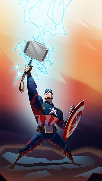 Captain America, Mjolnir (Thor) HD phone wallpaper