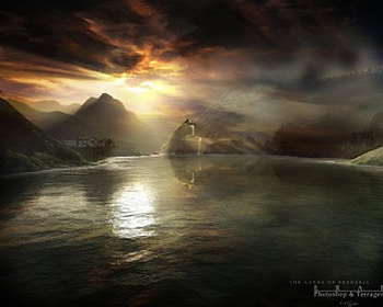 Terragen, mountains, sunset HD wallpaper
