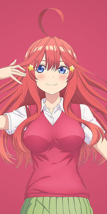Itsuki Nakano from 5-Toubun no Hanayome, pink hair, blue eyes, long hair, The Quintessential Quintuplets, Anime HD phone wallpaper