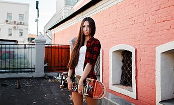 Skateboard Women Outdoors, skateboard, girls, model, outdoors HD wallpaper