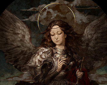 Angel, brown, dark, wings, fantasy, art, rjun HD wallpaper