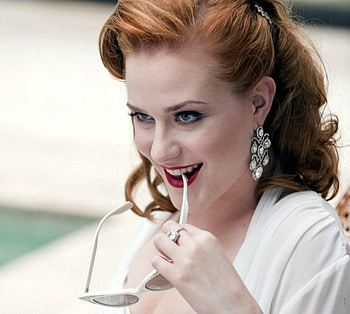 Evan Rachel Wood, red lips, sexy, white, blue eyes, girl, vampire, actress, beauty, woman, tv series, true blood HD wallpaper