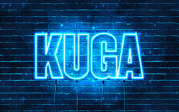 Happy Birtay Kuga, , blue neon lights, Kuga name, creative, Kuga Happy Birtay, Kuga Birtay, popular japanese male names, with Kuga name, Kuga HD wallpaper