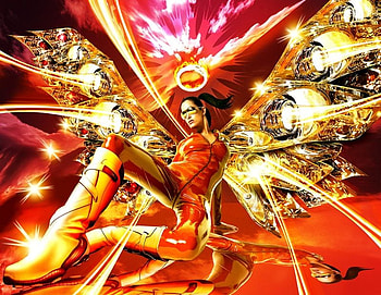 gold wings, wings, fantasy, moren style, gold, woman HD wallpaper