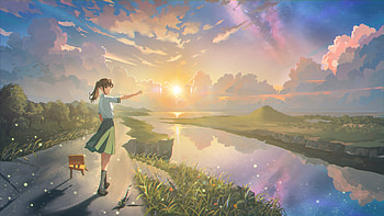 Suzume Iwato in – Stunning Anime Sunset from Suzume no Tojimari, Anime, Suzume no Tojimari, Suzume Iwato HD wallpaper