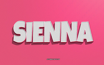 Sienna, pink lines background, with names, Sienna name, female names, Sienna greeting card, line art, with Sienna name HD wallpaper