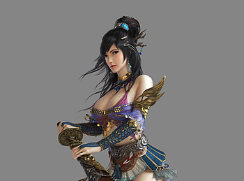 Fantasy girl, frumusete, grey, fantasy, game, fighter, yonglin yao, girl, luminos HD wallpaper