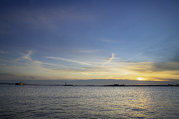 Nature, Sunset, Sky, Sea, Horizon, Glare HD wallpaper