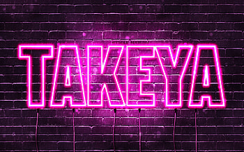 Happy Birtay Takeya, , pink neon lights, Takeya name, creative, Takeya Happy Birtay, Takeya Birtay, popular japanese female names, with Takeya name, Takeya HD wallpaper