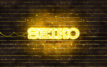 Seiko yellow logo, , yellow brickwall, Seiko logo, brands, Seiko neon logo, Seiko HD wallpaper