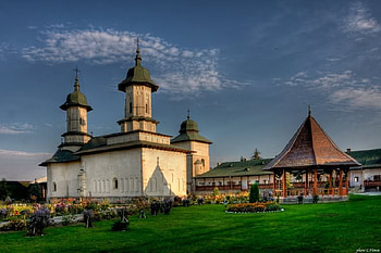 Monastery from Bucovina, Romania, clouds, building, grass, sky HD wallpaper