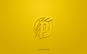 Puskas Academia FC, creative 3D logo, yellow background, NB I, 3d emblem, Hungarian football club, Hungary, 3d art, football, Puskas Academia FC 3d logo HD wallpaper