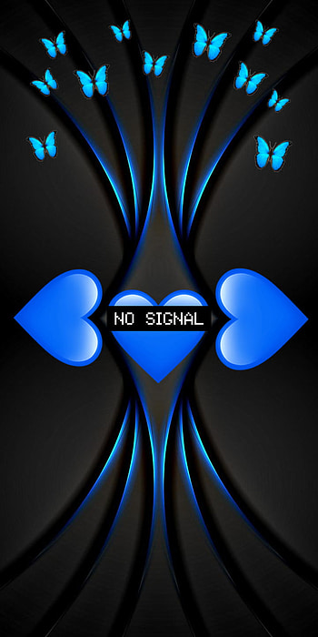 Blue hearts, electric blue, butterflies HD phone wallpaper