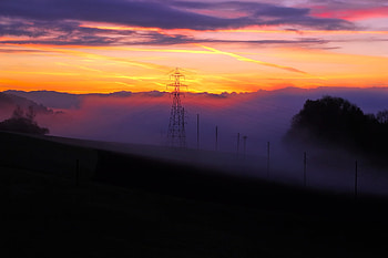 Nature, Sunset, Fog, Switzerland, Shroud HD wallpaper