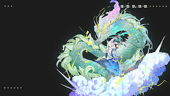 Tower of Fantasy | Huang (Meme) Dark, green, chinese dragon, anime girl, dark, video game, Tower of Fantasy, Dark Gaming HD wallpaper