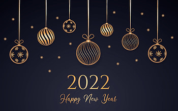 :), card, black, new year, golden, ball, 2022 HD wallpaper