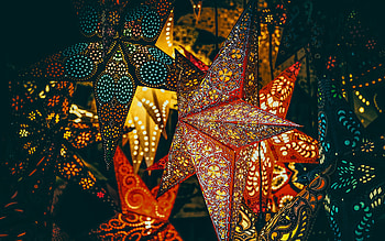 3D xmas stars, , bokeh, christmas decorations, New Year decoration, Happy New Year, Merry Christmas, stars, new year concepts, xmas decorations HD wallpaper