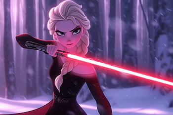 Elsa's Epic Lightsaber Duel -, movie, Frozen (Movie), Elsa (Frozen), lightsaber HD wallpaper