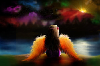 Sweet Little Angel, sweet, colorful, abstract, fantasy, angel, girl HD wallpaper