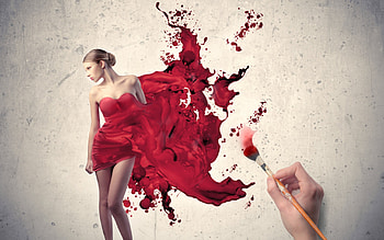 :-), creative, fantasy, red, girl, hand HD wallpaper