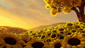 Flowers, Background, Sunflowers HD wallpaper
