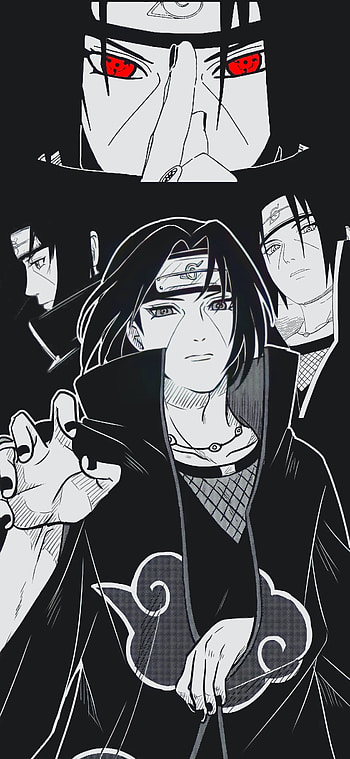 Itachi, art, chico anime, facial expression, ninja, Naruto, Uchiha, boruto, black, anime boy, anime HD phone wallpaper